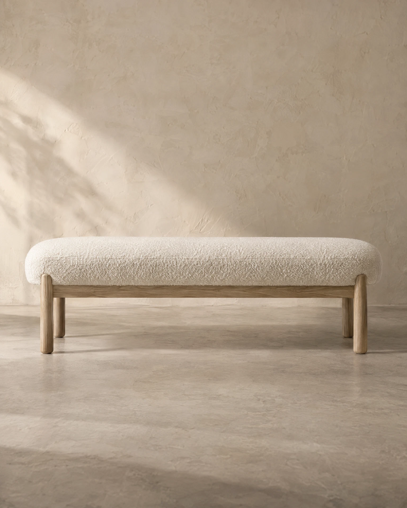 Cloud Bench, Bouclé + pale oak