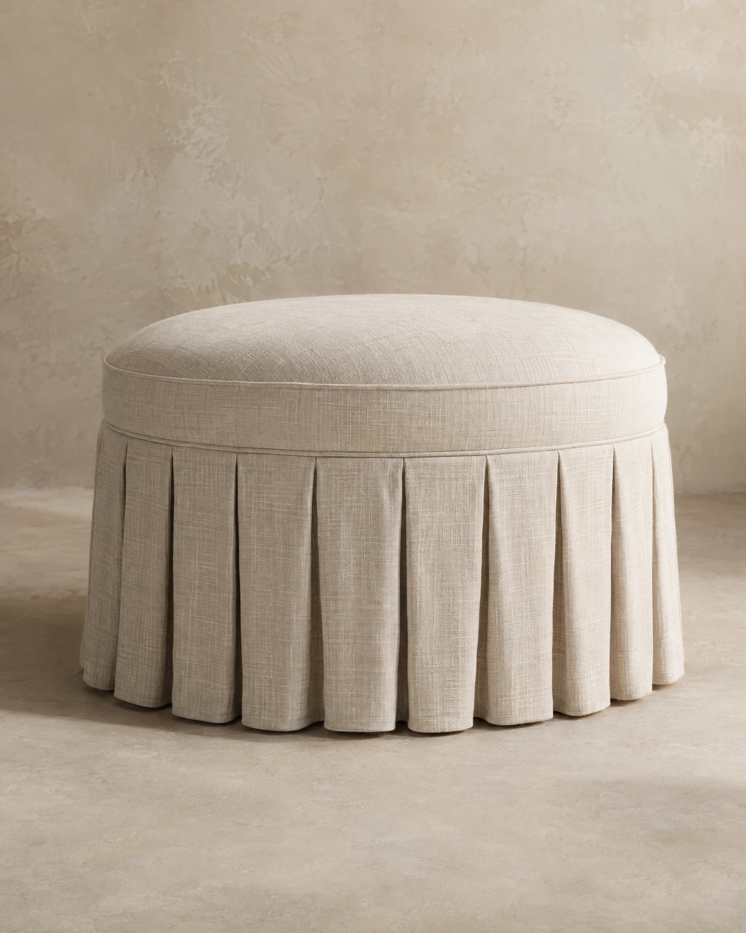 Linen Ottoman, Ivory linen